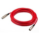 Red 10 metre high quality 3 pin XLR plug to socket cable