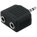 1 x 2.5mm stereo plug to 2 x 3.5mm stereo inline jack sockets adaptor