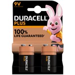 Pack of two 9V PP3 Duracell Plus Power Alkaline Batteries