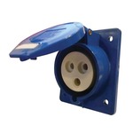 230 V Blue 32 A 3 Contact High Current Angled Outlet Panel Mount