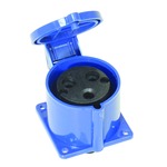 230 V Blue 32 A 3 Contact High Current Straight Outlet Panel Mount