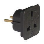 UK 3 pin socket to 2 pin european plug 7.5A - black