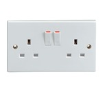 White 2 Gang Switched 13 A Socket