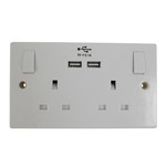 2 Gang Switched 13A Socket with 2 x 5V 2.1A USB Sockets