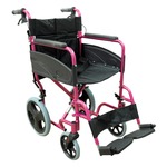 Compact Deep Pink Transport Aluminium Wheelchair