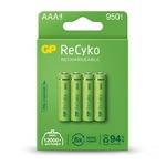 Pack of 4 AAA size 1.2V ReCyko+ pre-charged NiMH 950mA capacity Rechargeable Batteries