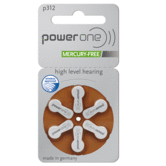 PowerOne size 312, Zinc Air Hearing Aid Batteries - pack of 6