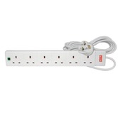6 gang 13A extension lead with surge protection, 2m