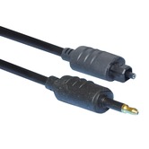 Black 1m Fibre Optic Toslink Plug to 3.5mm Fibre Optic Plug