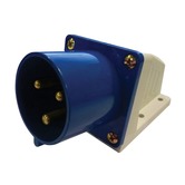 230 V Blue 32 A 3 Contact High Current Angled Inlet Wall Mount