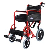 Compact Red Transport Aluminium Wheelchair 