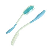 Extra Long Ergonomic Handled Brush and Comb Set with Rubber Grip