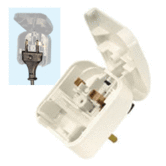 European to UK plug adaptor - WHITE 5A fuse